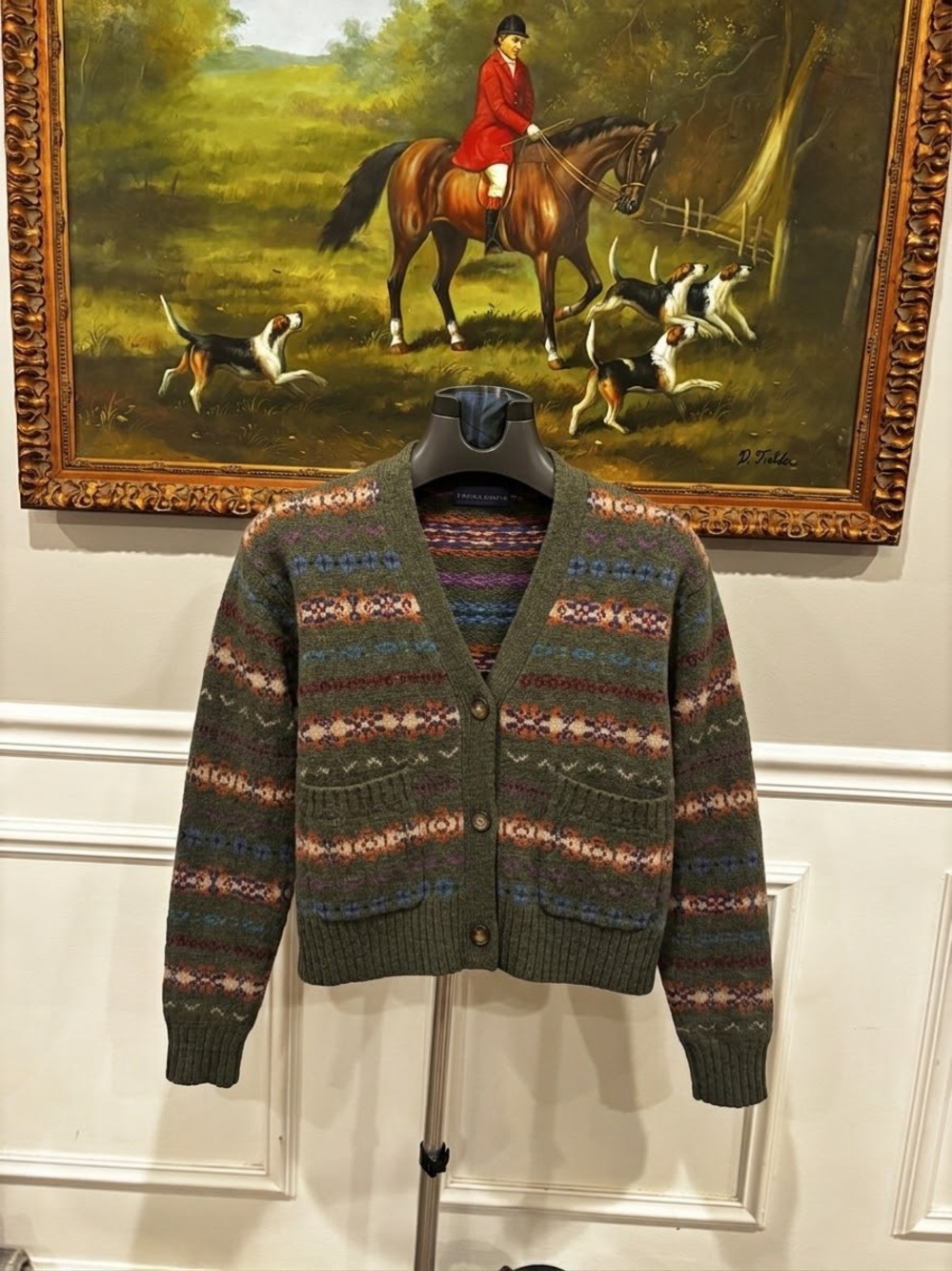 Polo Ralph Lauren Olive Green Fair Isle Wool-Blend Cardigan